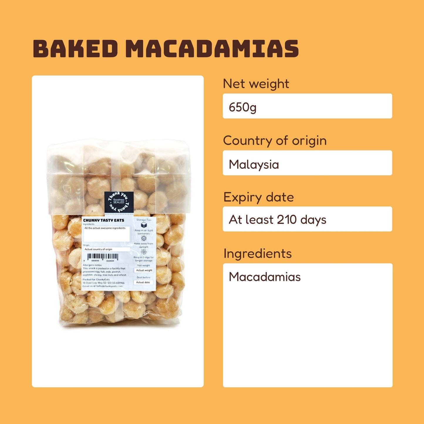 Raw / Baked Australian Macadamias 650g