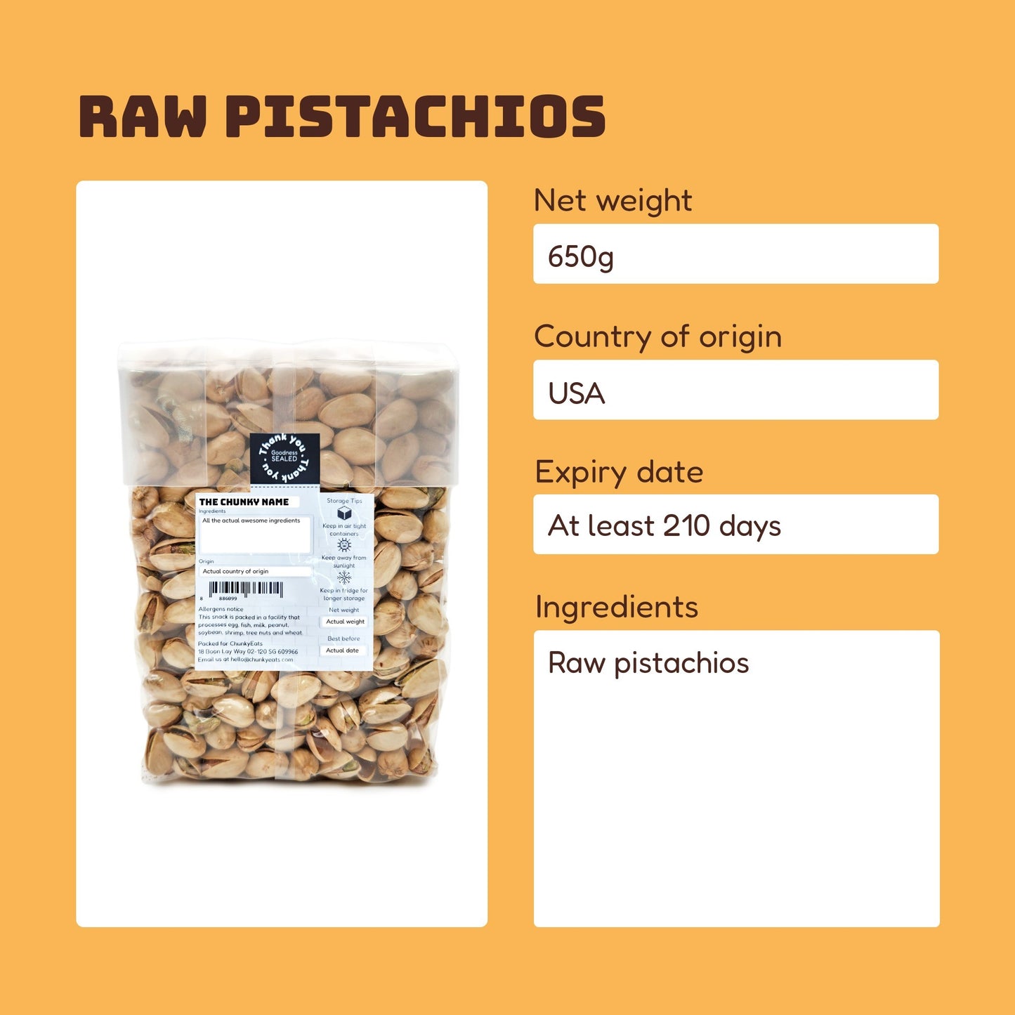 Raw / Baked Pistachios 650g