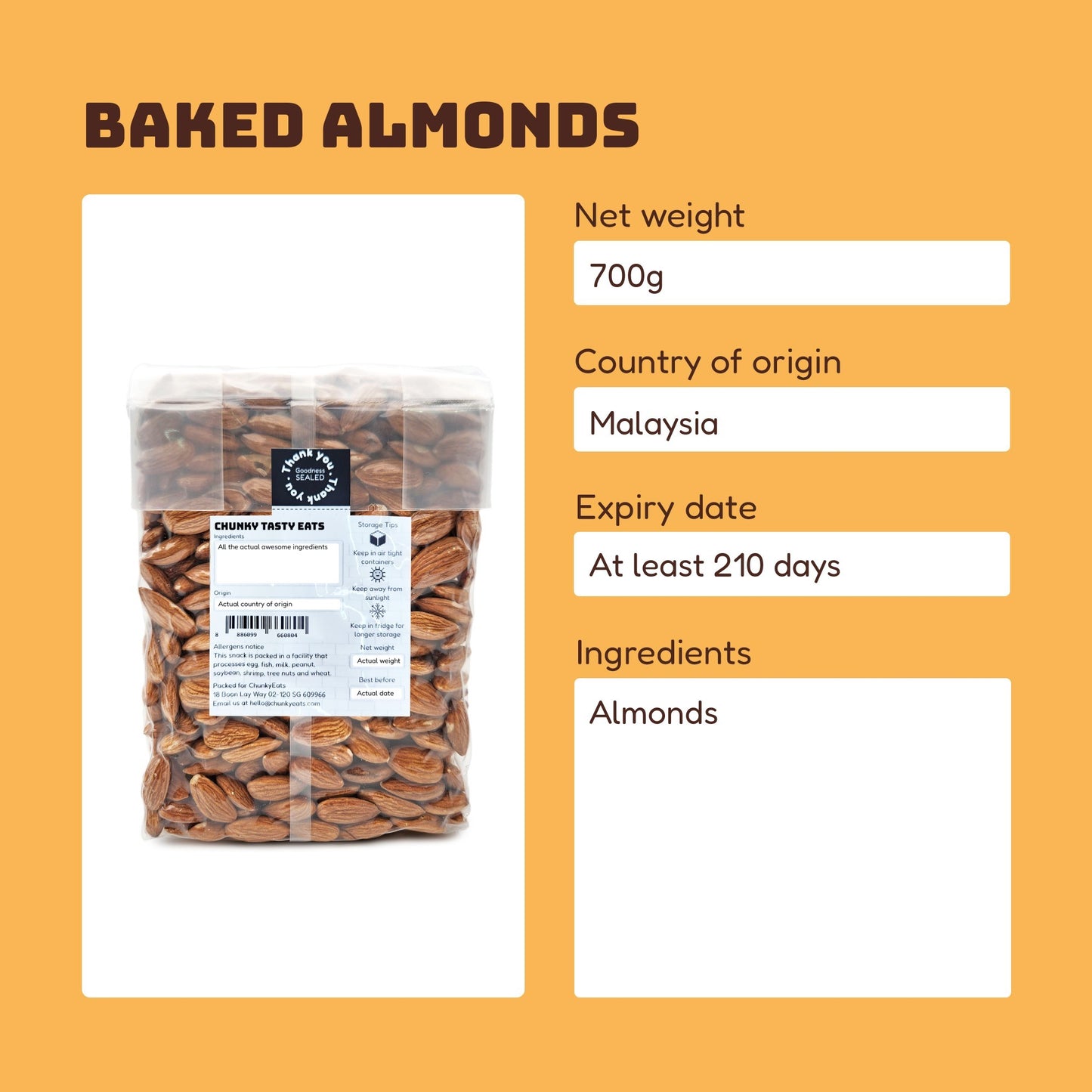 Raw / Baked Almonds 700g