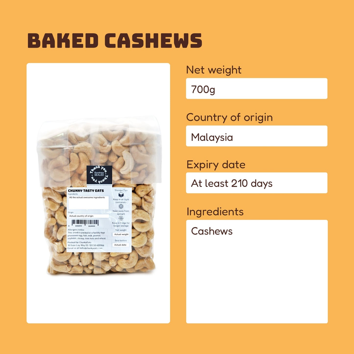 Raw / Baked Cashews 700g