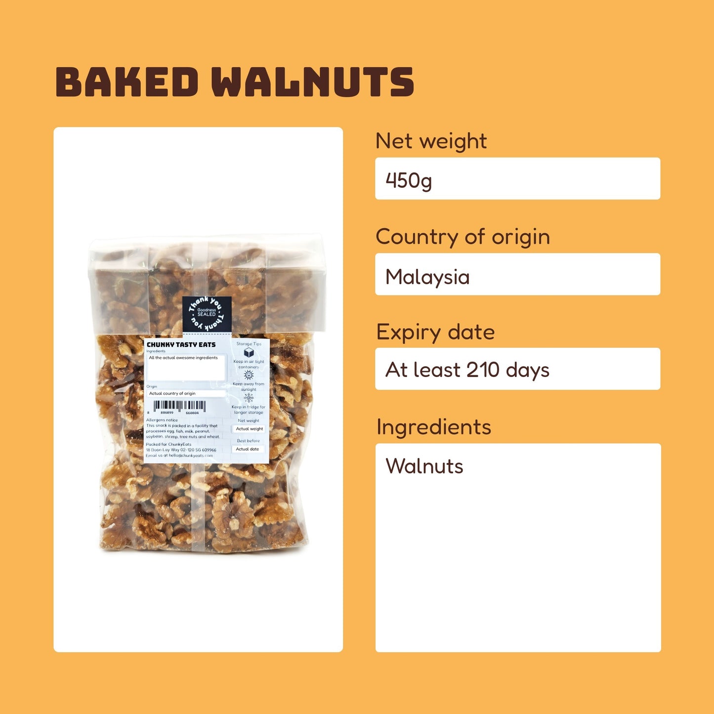 Raw / Baked Walnuts 450g
