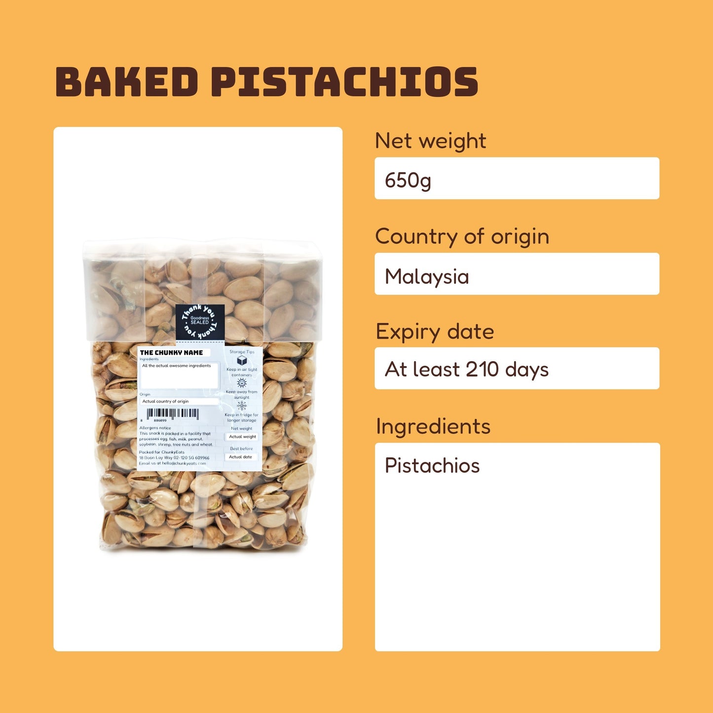 Raw / Baked Pistachios 650g