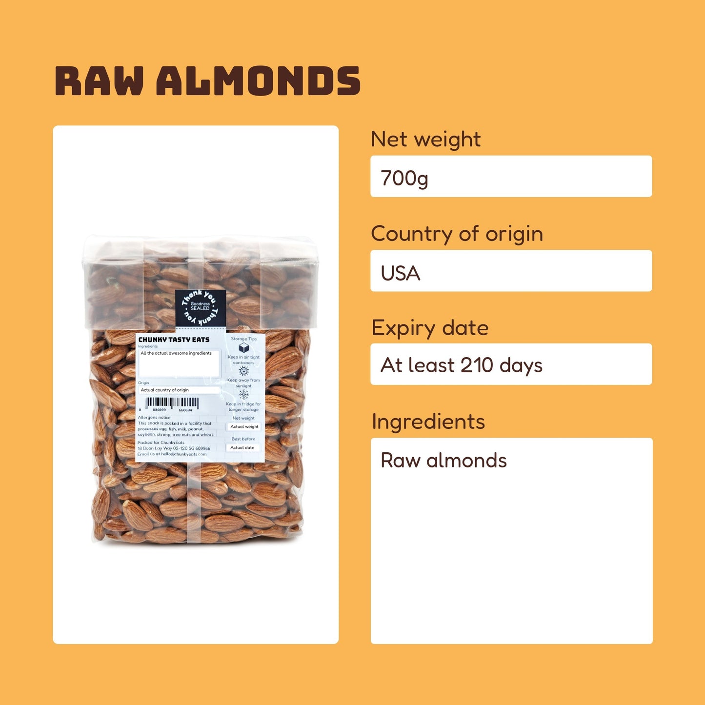 Raw / Baked Almonds 700g